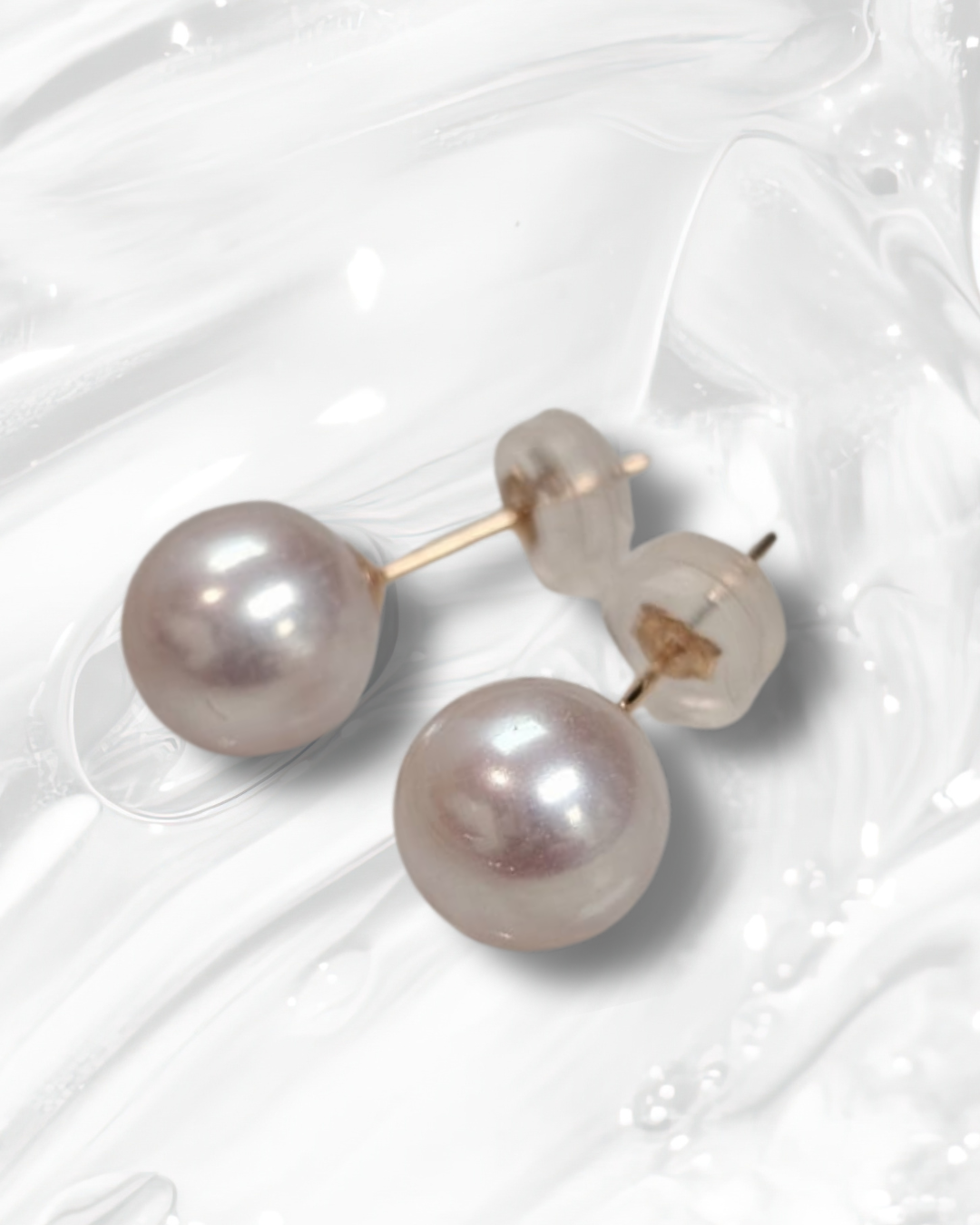 Japan Akoya Pink Pearl Stud Earrings - 8mm