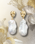 Baroque Freshwater Pearl Drop Earrings – Gold Abstract Stud