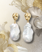 Baroque Freshwater Pearl Drop Earrings – Gold Abstract Stud