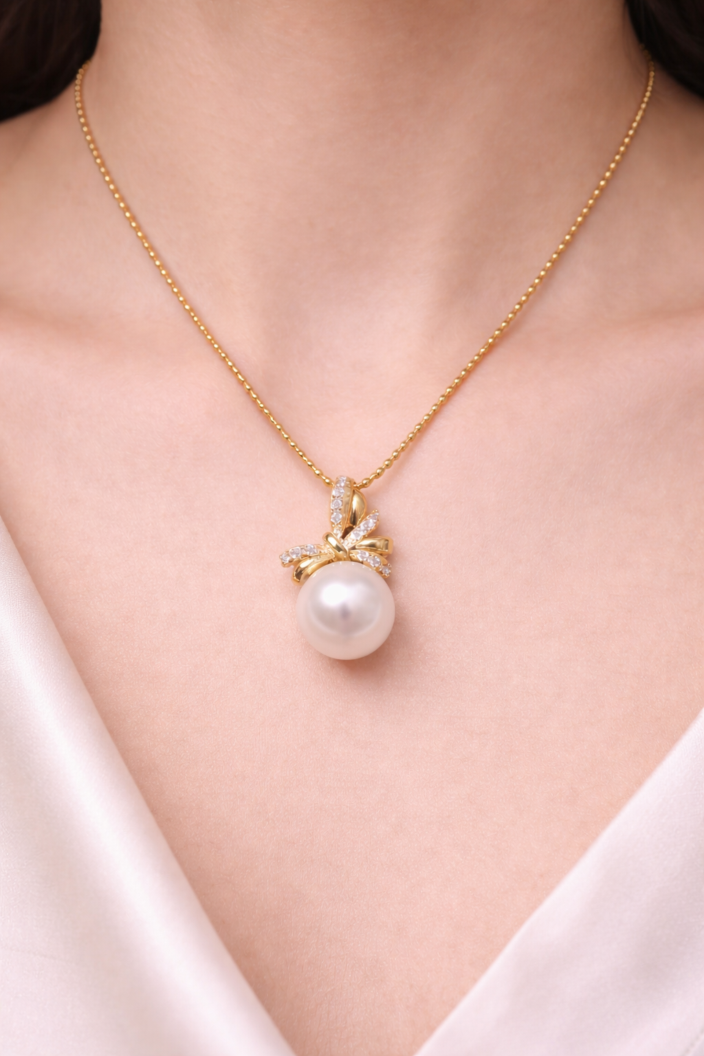 Freshwater Pearl Bow Elegance Pendant