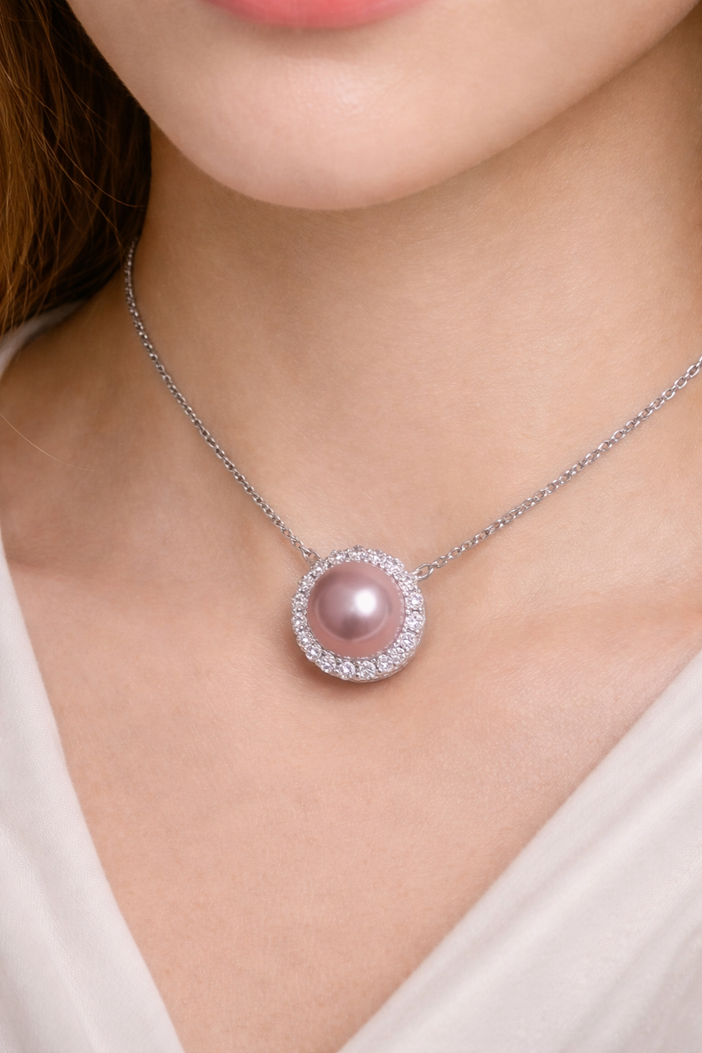 Freshwater Halo Pearl Pendant – 10mm