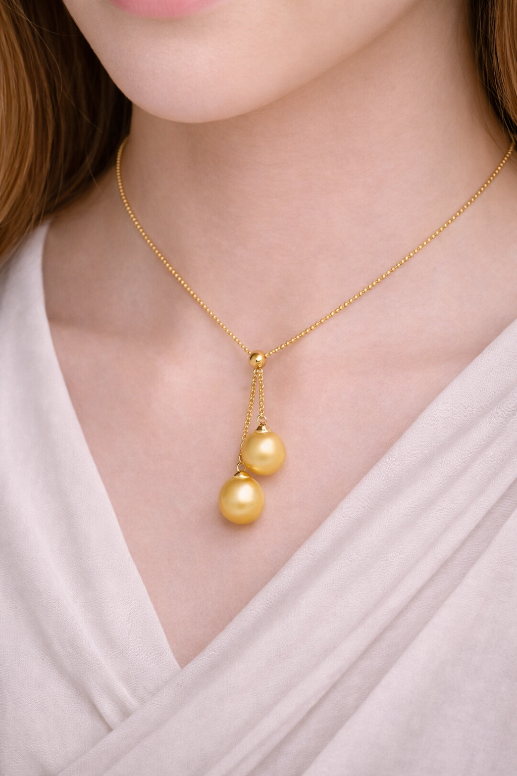 South Sea Golden Duo Drop Pearl Pendant