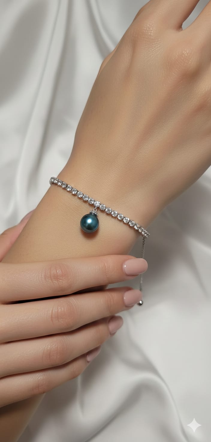 Tahitian Pearl Bracelet – 9mm (Silver Clasp)