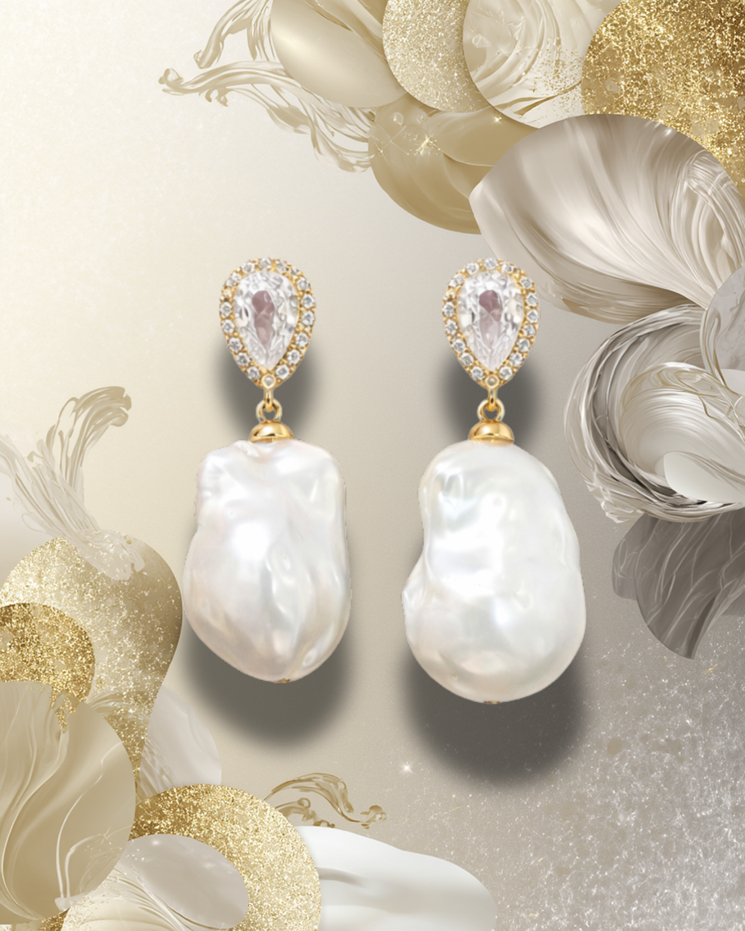 Baroque Freshwater Pearl Drop Earrings – Teardrop Crystal