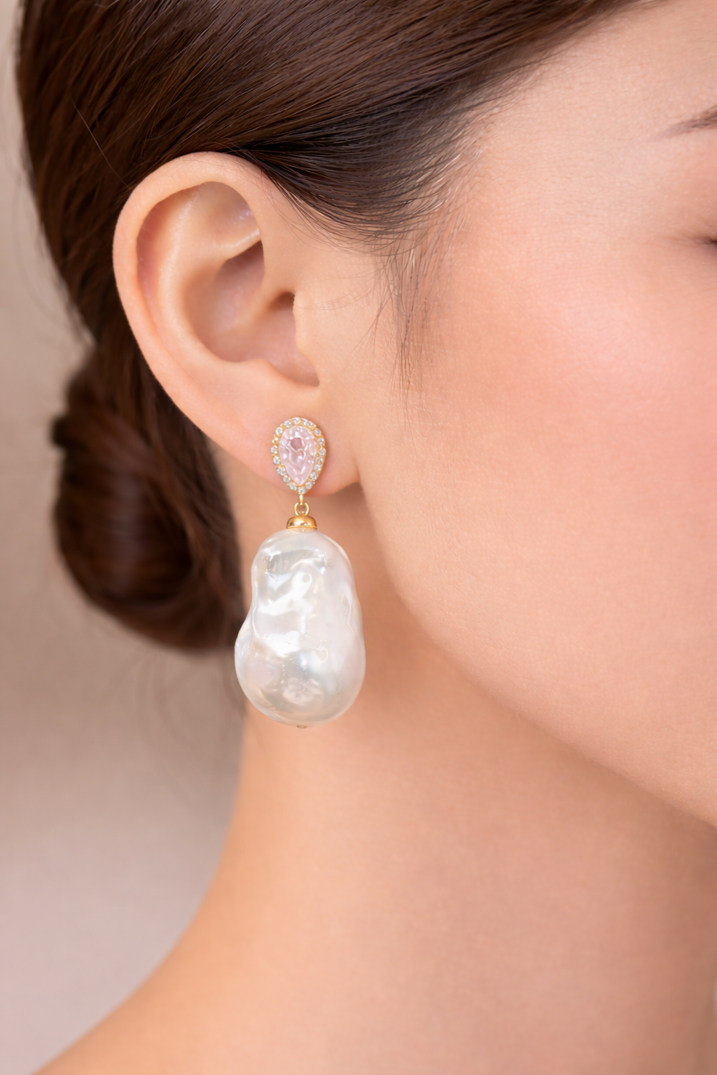 Baroque Freshwater Pearl Drop Earrings – Teardrop Crystal