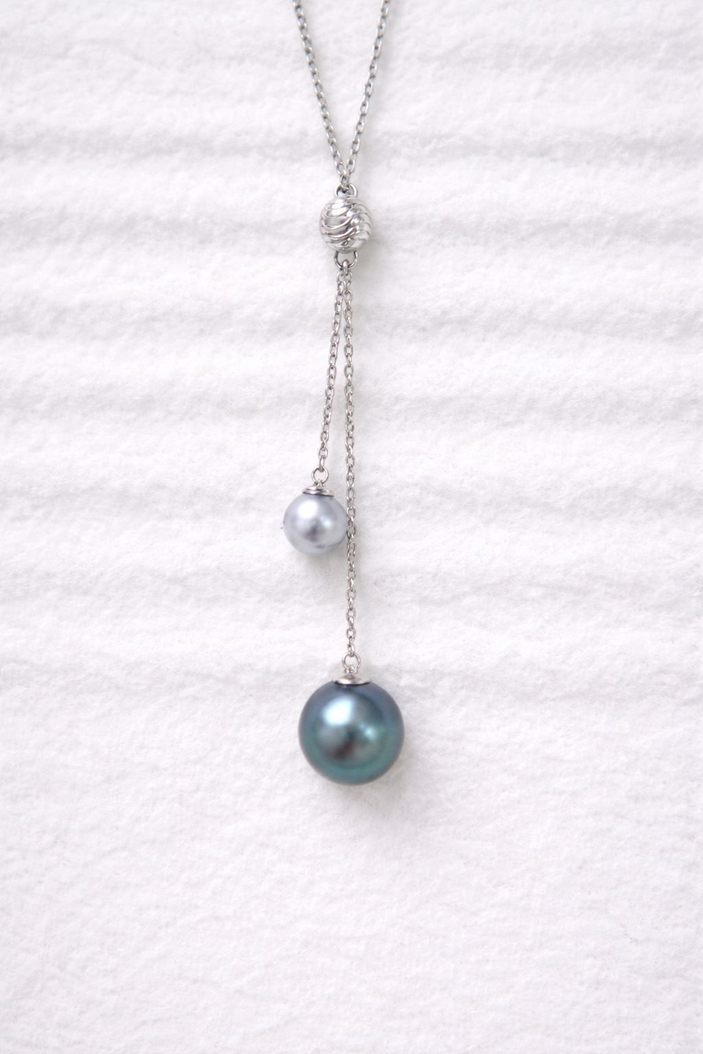 Tahitian &amp; Silver Duo Drop Pearl Pendant