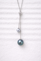 Tahitian &amp; Silver Duo Drop Pearl Pendant